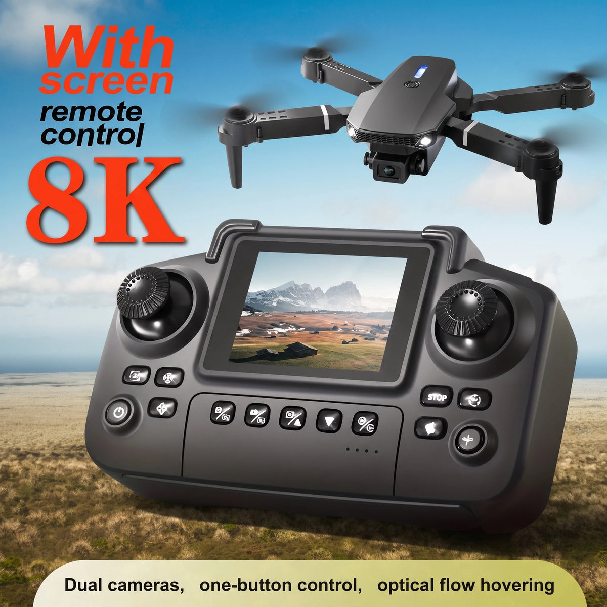 E88 Pro Foldable Drone with Dual Cameras and One-Key Return, RC Quadcopter for Beginners