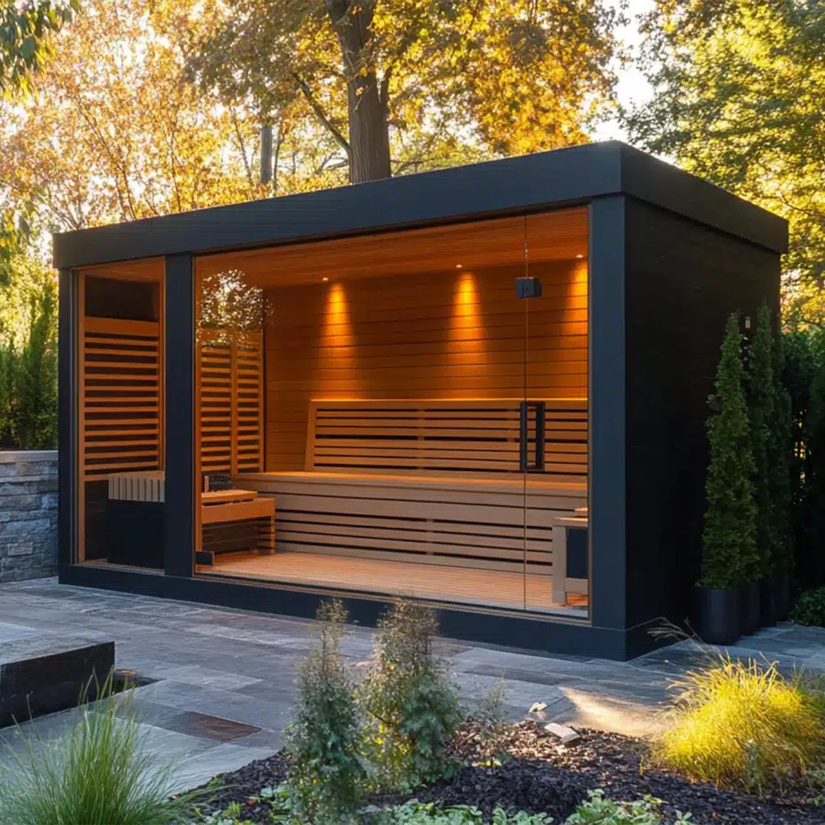 Outdoor SaunaOutdoor Electric Infrared Sauna Modern Red Cedar Dry Steam Sauna Free Customization Service For 4-6 People