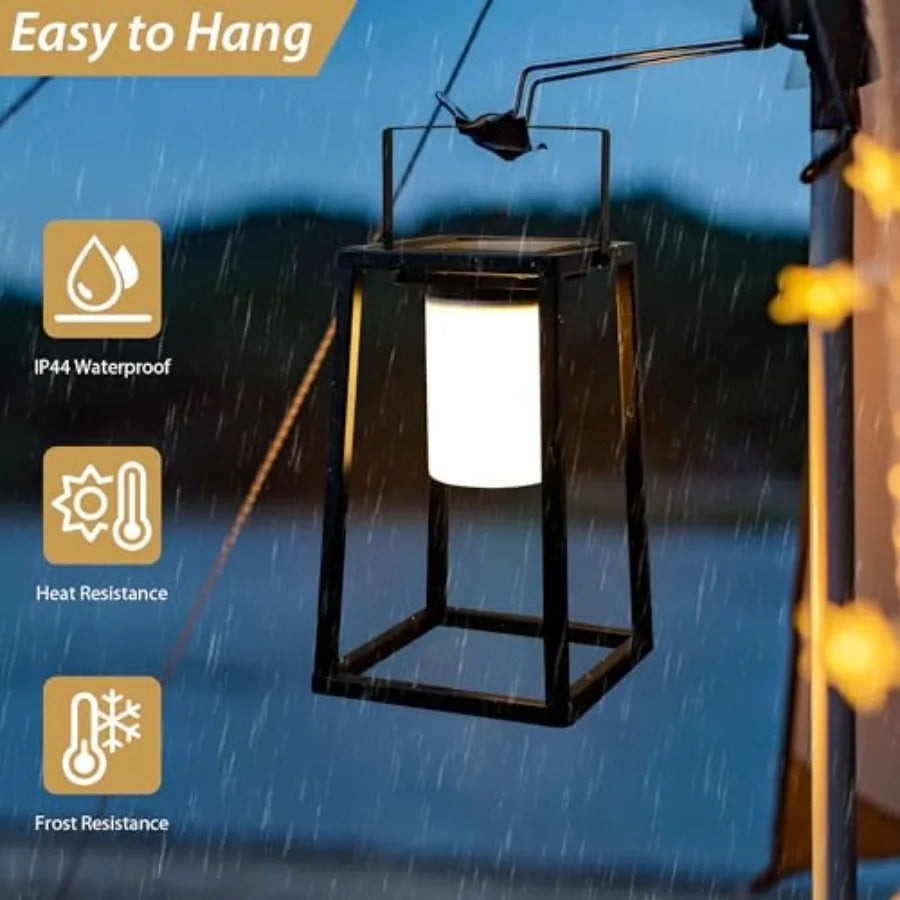 5-Inch Portable Solar LED Lantern, Metal Outdoor Lamp
