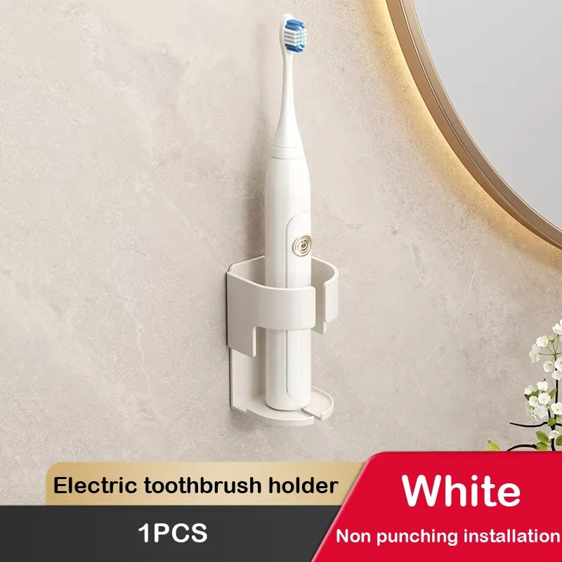 Metal Toothbrush Holder Wall-Mounted Electric Toothbrush Rack Multi-Purpose Bathtub Storage Shelf Hanger