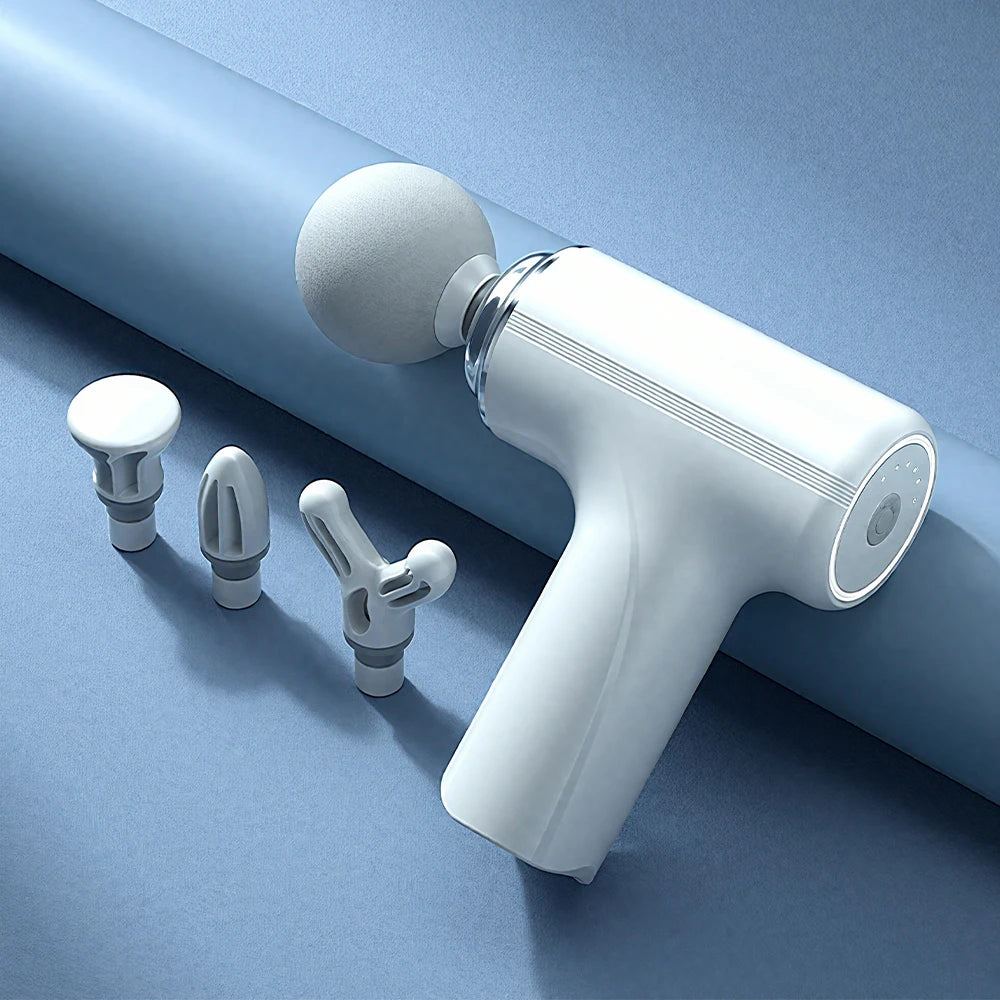 Mini Rechargeable Massage Gun with 6 Speeds and 4 Heads