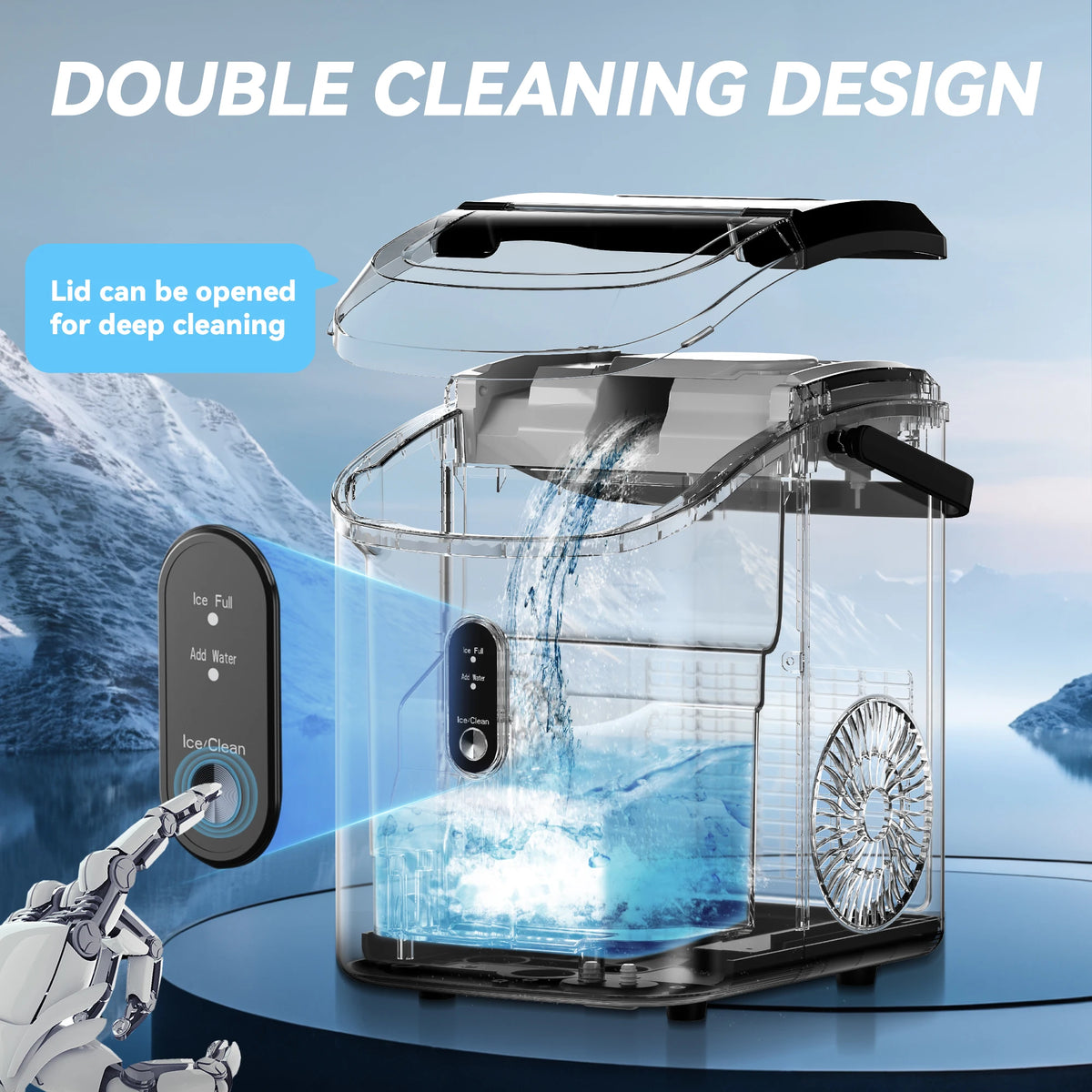 Nugget Ice Maker, Countertop Soft Chewable Pellet Ice Machine