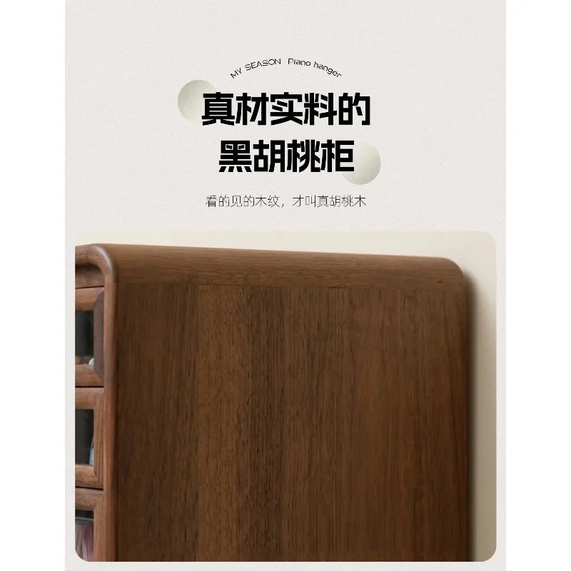 North American black walnut solid wood dental cabinet teacup tea set storage modern light luxury floor-to-ceiling cabinet