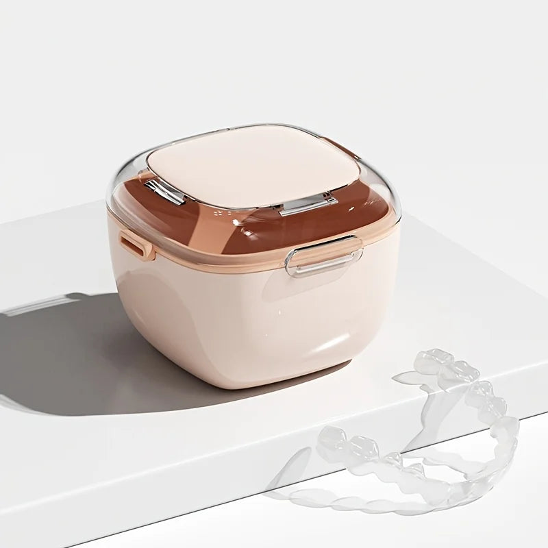 Multi-functional Retainer Case Portable Mouth Guard Box Oral Cleaning False Teeth Denture Storage Box Teeth Aligner Braces Box