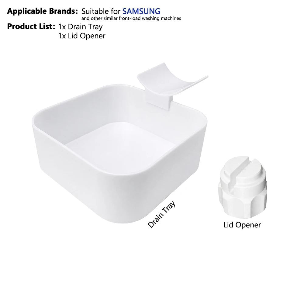 Washing Machine Filter Drain Pan – Water Catcher Tray for Front Load Washer | Laundry Floor Spill Protector