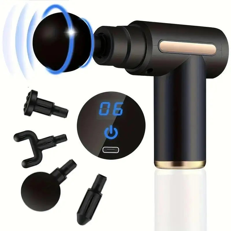 Rechargeable Massage Gun with Adjustable Speeds and Interchangeable Heads