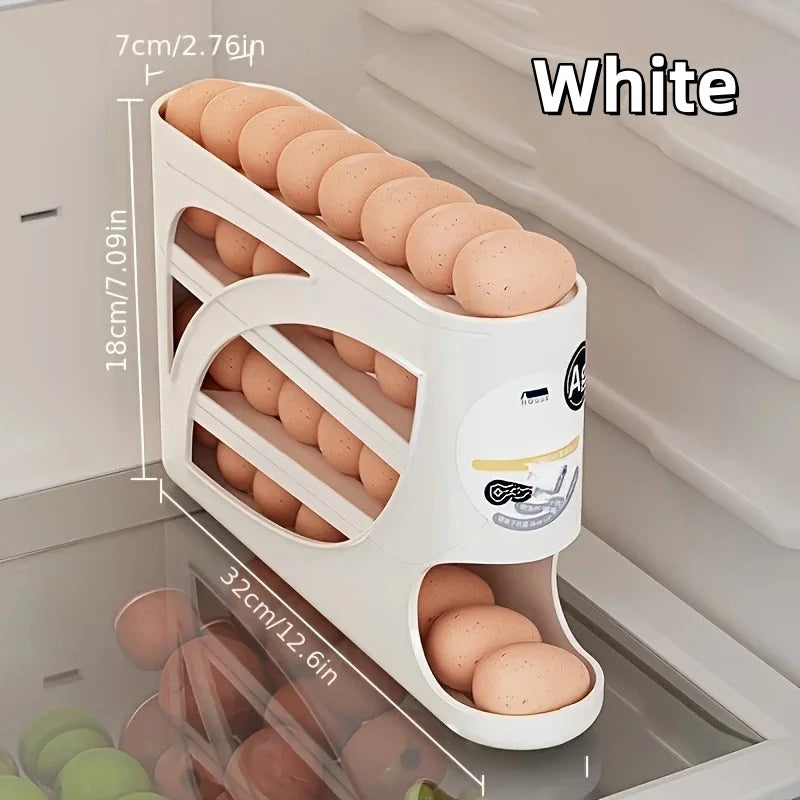 3-Tier Rolling Egg Organiser for Fridge | Holds 24–30 Eggs | Space-Saving Kitchen Storage Rack