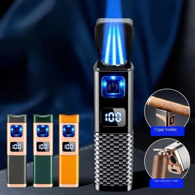 USB-C Rechargeable Triple Jet Lighter with Digital Display