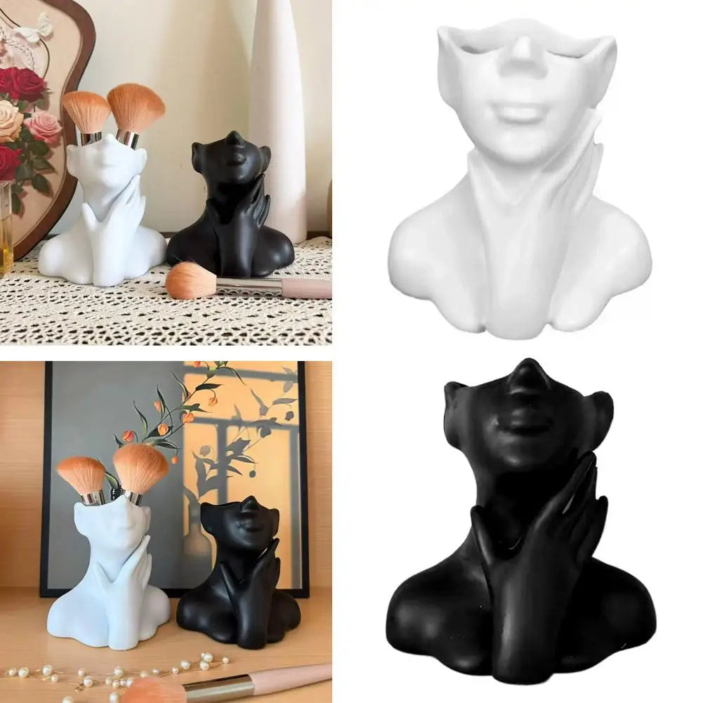 Female Bust Makeup Brush Holder & Decorative Vase