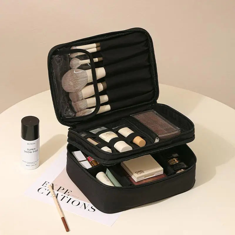 Thick Oxford Fabric Cosmetic Bag Single Dual Layer Unisex Stylish Portable Travel Wash Bag Makeup Storage Pouch