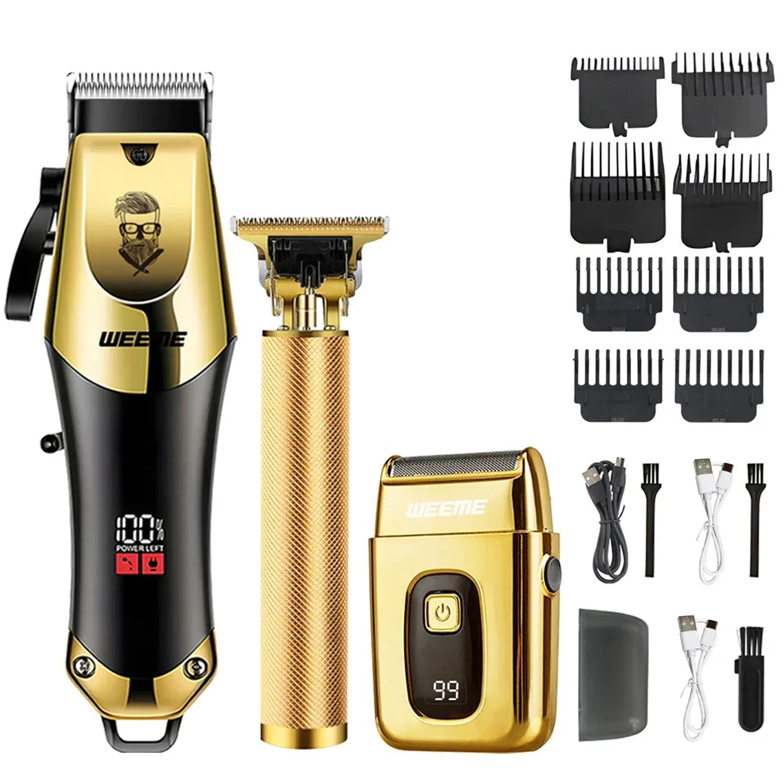 T9 Cordless Hair Clipper with Anti-Slip Grip, 4 Guide Combs and USB-C Charging
