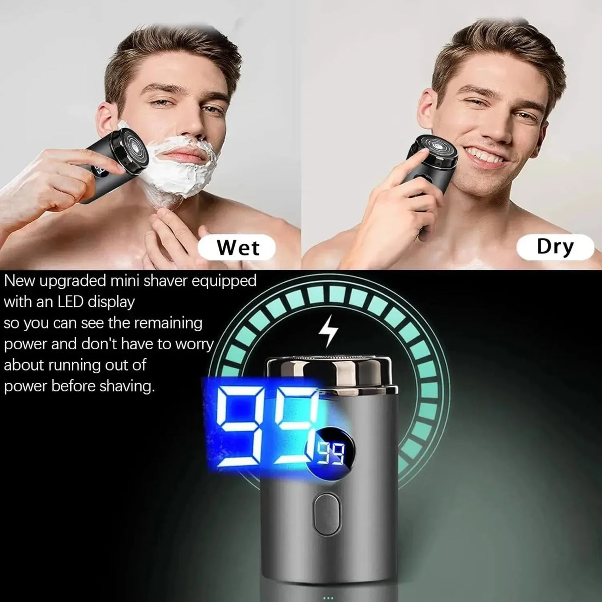 Men's Mini Electric Shaver with LED Display – USB-C Rechargeable