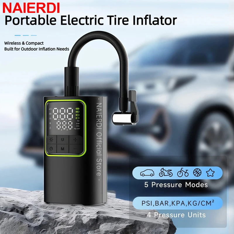 Portable Digital Tire Inflator, Wireless with LED Light