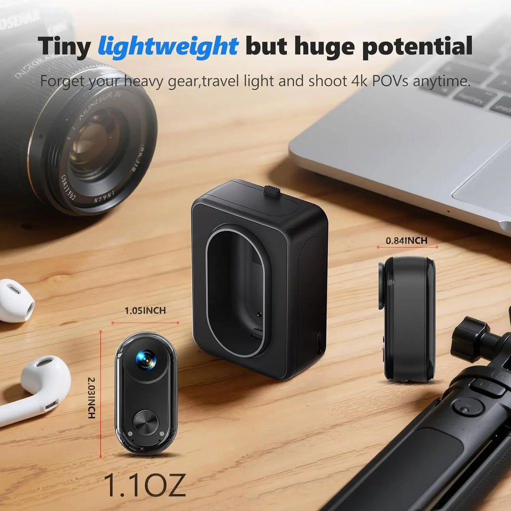 ANSVICAM 4K Mini Action Camera with Magnetic Mounts & Charging Case