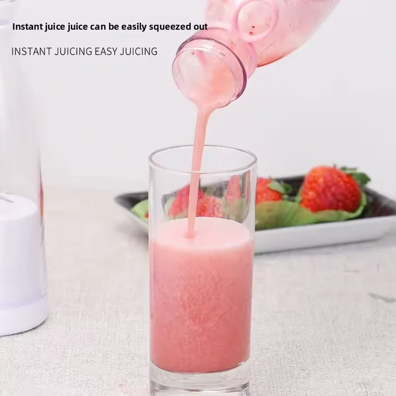 Portable Blender Juicer Cup, USB Rechargeable Mini Blender with Leak-Proof Lid