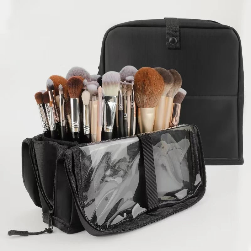Foldable Makeup Brush Bag – 14 to 40 Slot Cosmetic Storage Organiser with Handles