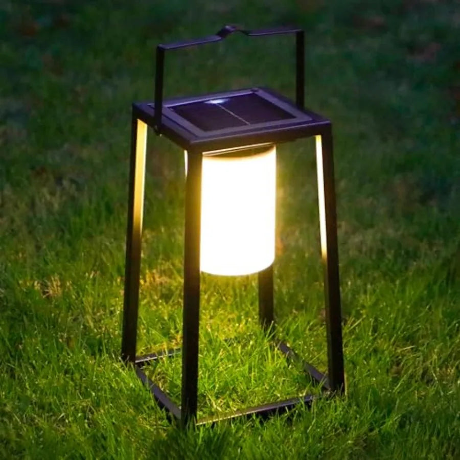5-Inch Portable Solar LED Lantern, Metal Outdoor Lamp
