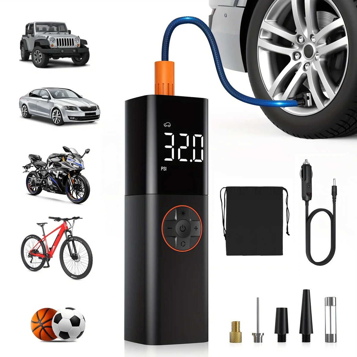 Tire Inflator, 12V Portable Air Compressor for Car Tires
