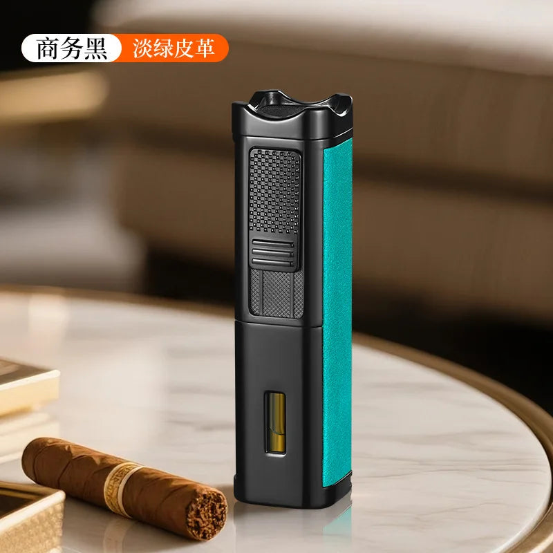 4-in-1 Triple Jet Cigar Lighter with Built-In Accessories