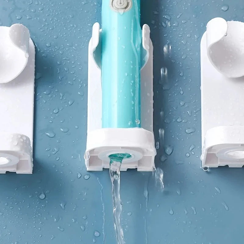 Traceless Toothbrush Holder Wall Mounted Bathroom Organizer for Electric and Manual Toothbrushes with Strong Adhesive Stand