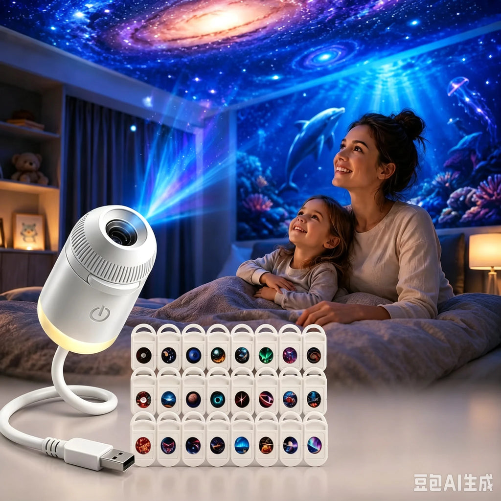 USB Galaxy and Ocean Projection Night Light with Flexible Arm