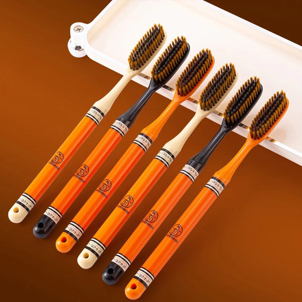 6 high-grade orange light luxury toothbrush deep cleaning oral care soft hair teeth cleaning tools for adult daily life home too