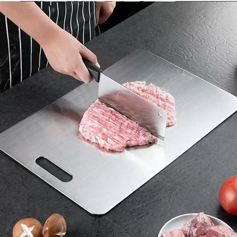 Stainless Steel Chopping Board | Thickened Double-Sided Kitchen Cutting & Dough Kneading Board