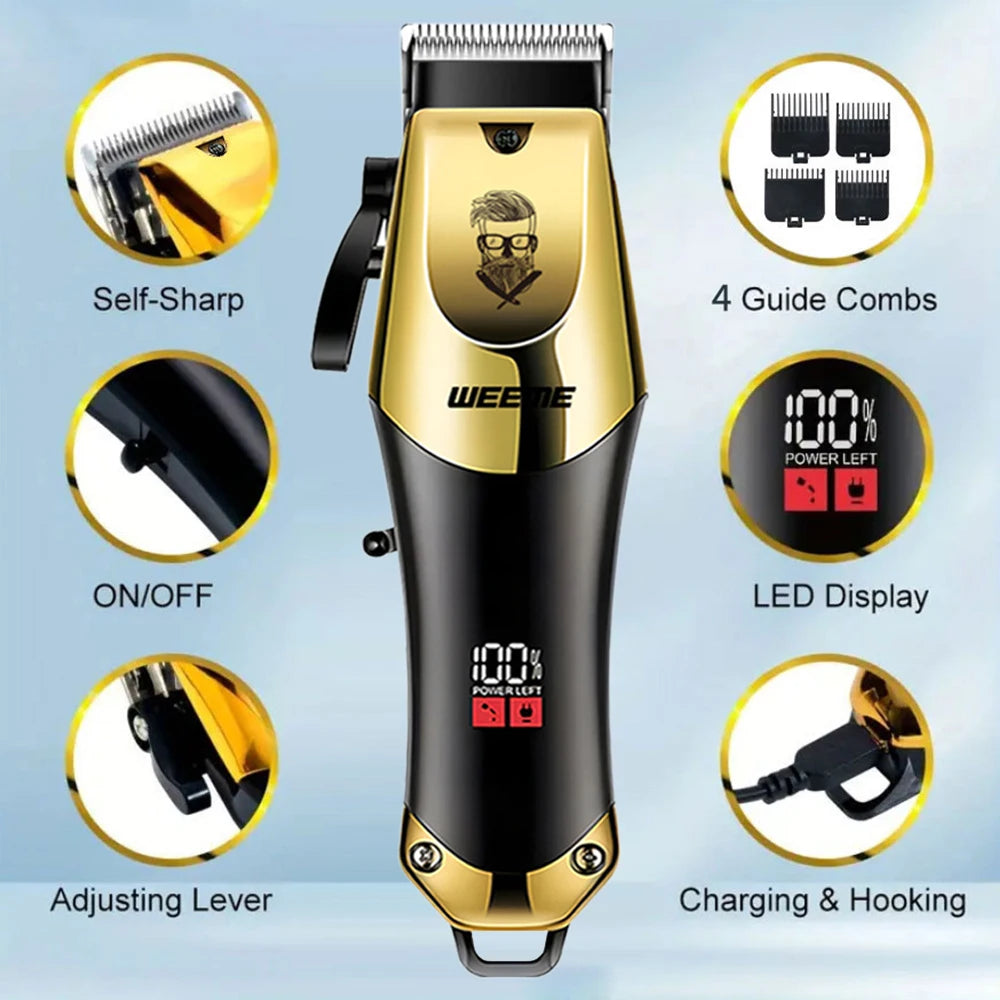 T9 Cordless Hair Clipper with Anti-Slip Grip, 4 Guide Combs and USB-C Charging