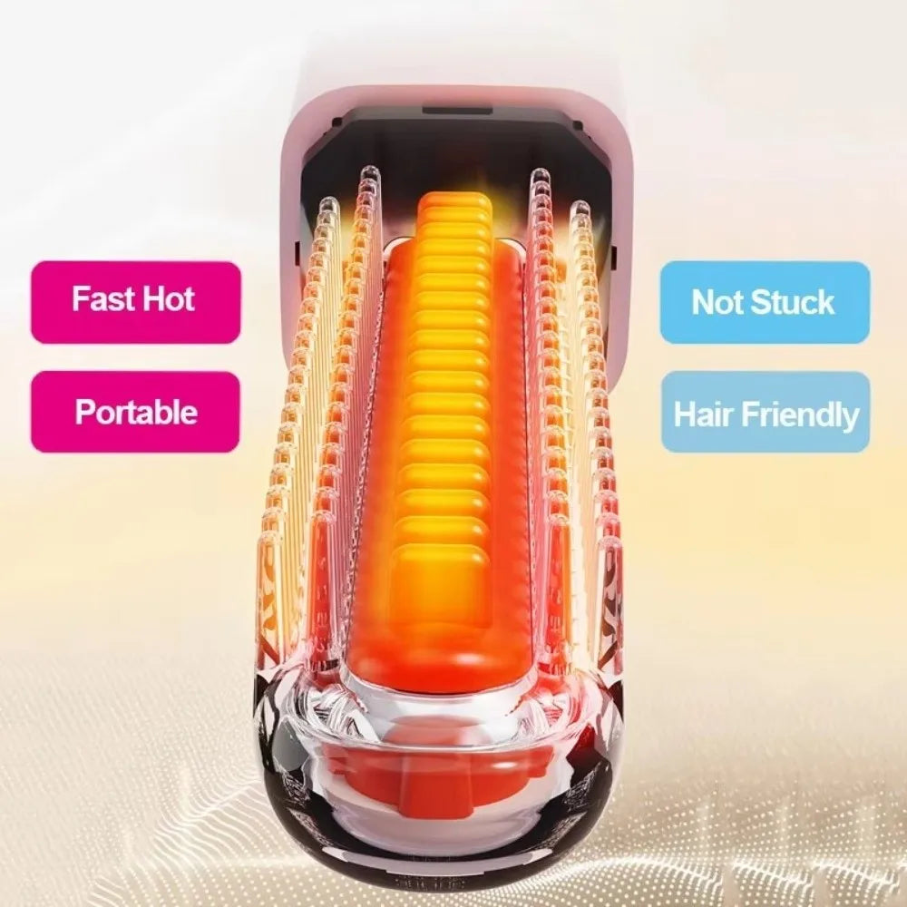 USB Rechargeable Hair Straightening Brush – Mini Heated Comb