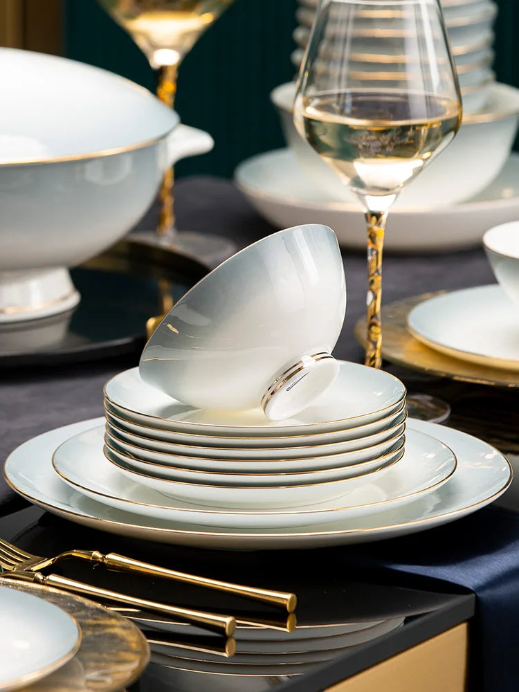High-end cutlery set Modern light luxury Jingdezhen bone china