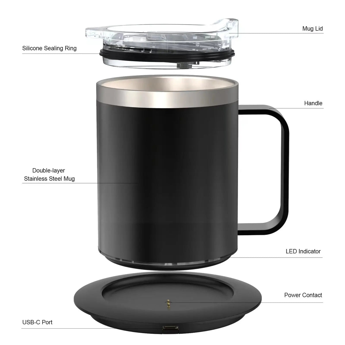 350ml Heated Coffee Mug with USB Warming Base