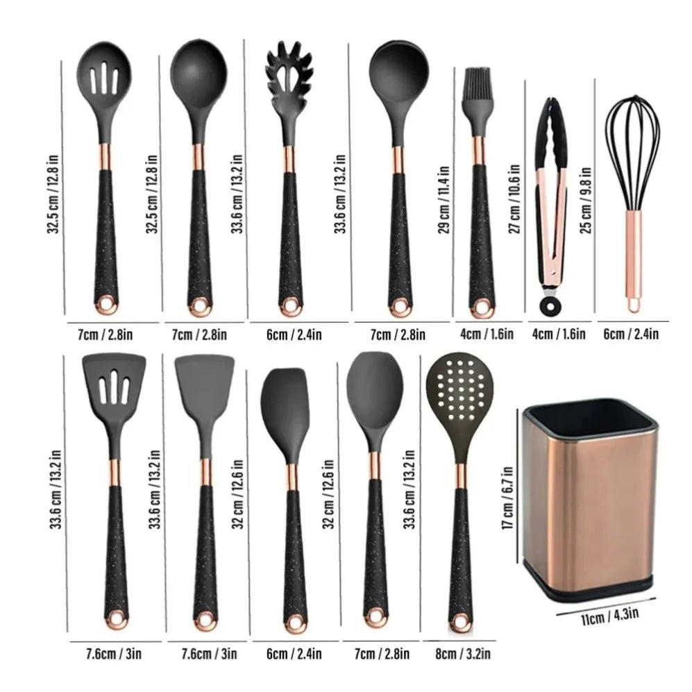 Silicone Kitchen Utensil with Rose-Gold-Tone Handle – Choice of Style