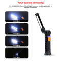 Folding COB LED Work Light - USB Rechargeable Magnetic Inspection Lamp with Hook