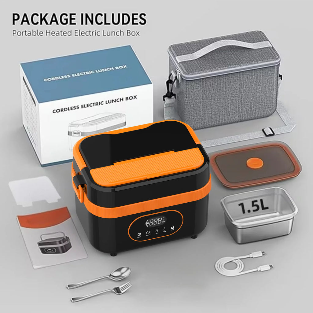 Cordless Heated Lunch Box with Carry Bag – 1.5L, 18,000mAh