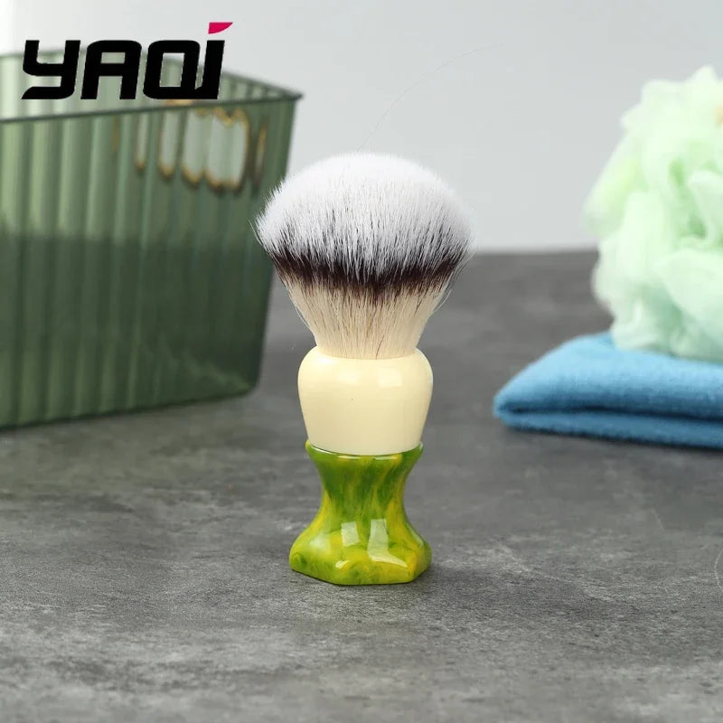 Premium Wet Shaving Brush – Synthetic Hair, Green Resin Handle, 24mm Knot