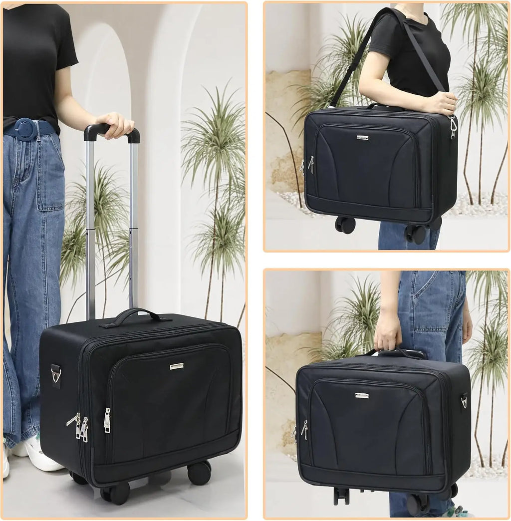 Extra Large Rolling Makeup Train Case | 3-Layer Travel Organiser with 360° Wheels, Insulation Compartment & 4 Clear Bags