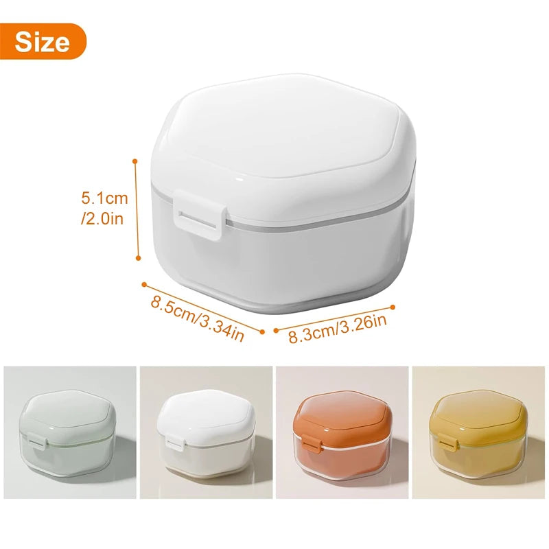1pcs  Denture Bath Box,Denture Case,Retainer cup,Three-Layer Separation Retainer Case, Denture Cup,Mouth Guards Holder
