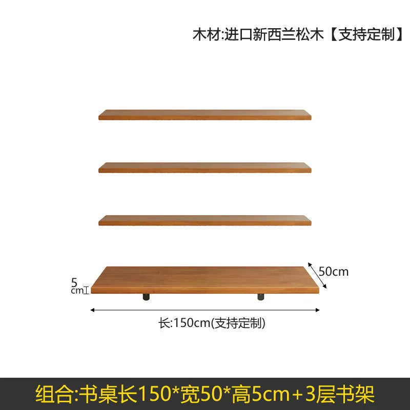 Nordic Solid Wood Desk with Bookshelf Modern Design Floating Wall Mounted Computer Desk Bedroom Study Furniture مكتب عائم FYFD