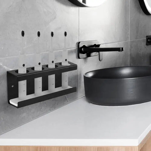 1Pc Toothbrush Holder Stand Electric Toothbrush Organizer Bathroom Diatomite Base 4-Slot Storage Box Multi-Functional Brush Rack