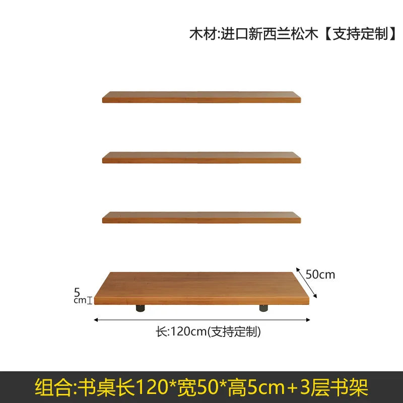 Nordic Solid Wood Desk with Bookshelf Modern Design Floating Wall Mounted Computer Desk Bedroom Study Furniture مكتب عائم FYFD
