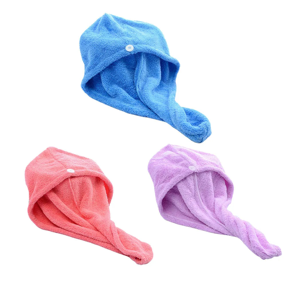 3Pcs Dry Hair Hats Coral Drying Microfiber Shower Towel Wraps Water Absorption Bathing Caps for Women Travel Use