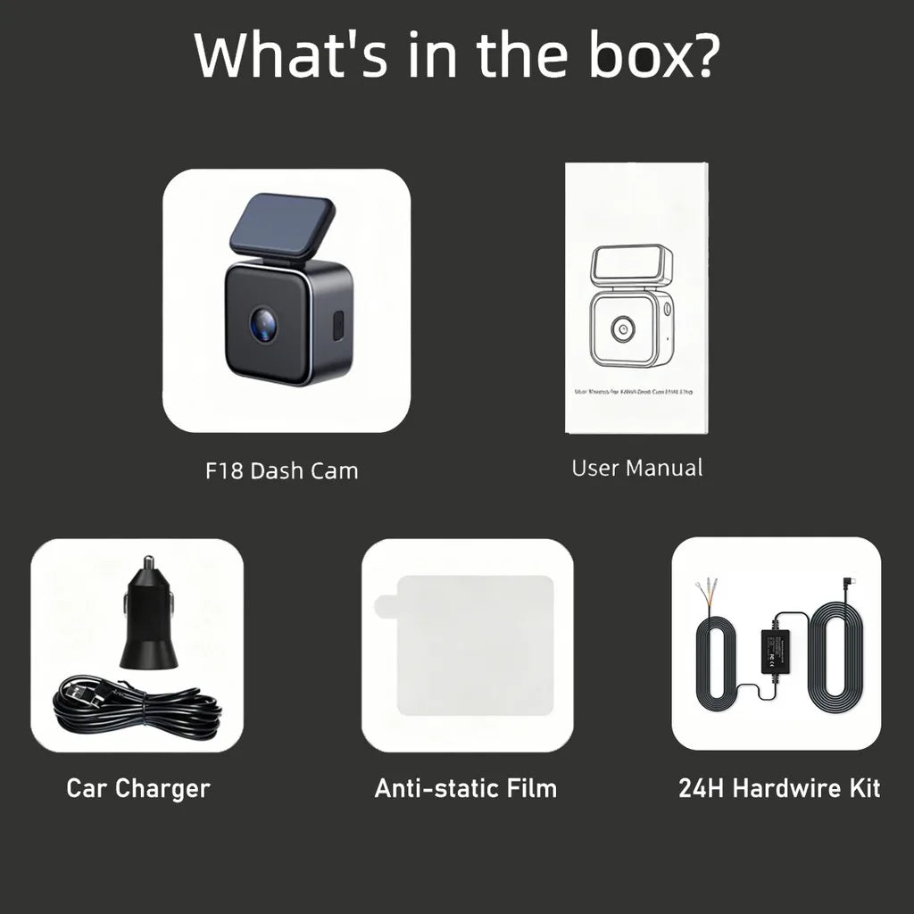 F18 2K Mini Dash Cam with Wi-Fi & Parking Monitor