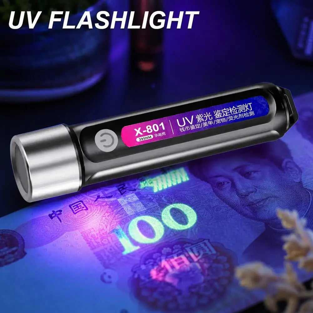 USB Rechargeable UV Torch – 395nm Mini Blacklight