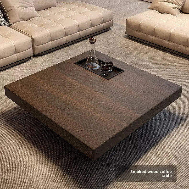 Walnut-Stained Solid Wood Floating Coffee Table