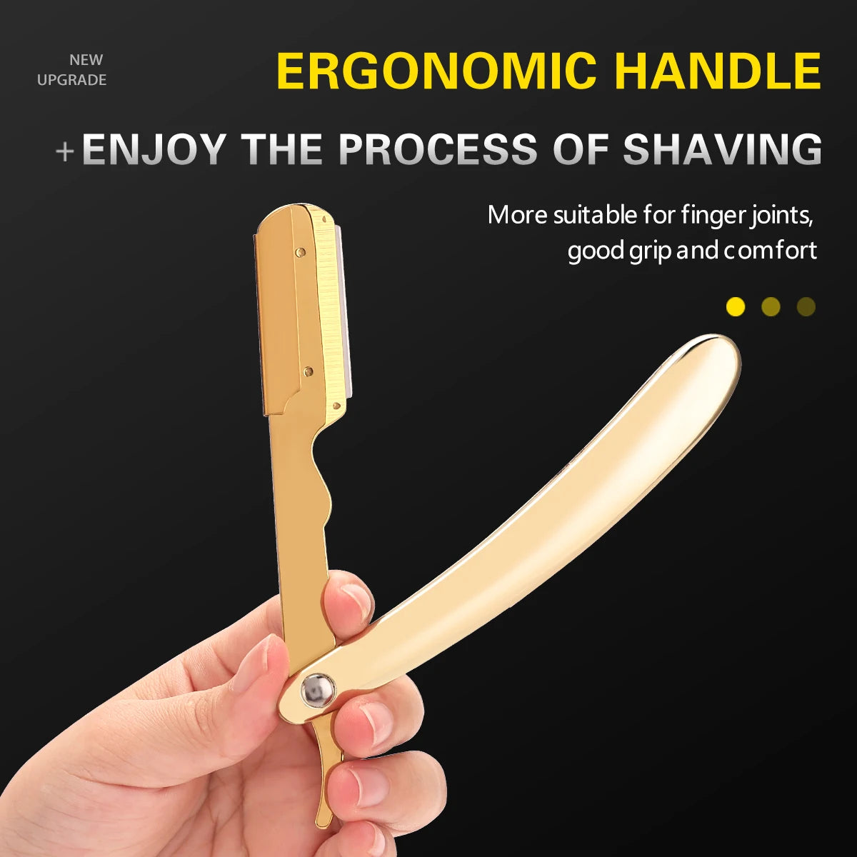 Folding Straight Razor – Stainless Steel Shaving Knife with Ergonomic Handle