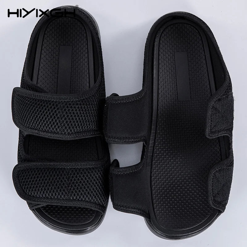 Men's Extra Wide Adjustable Sandals - Breathable Mesh Open-Toe Comfort Slippers