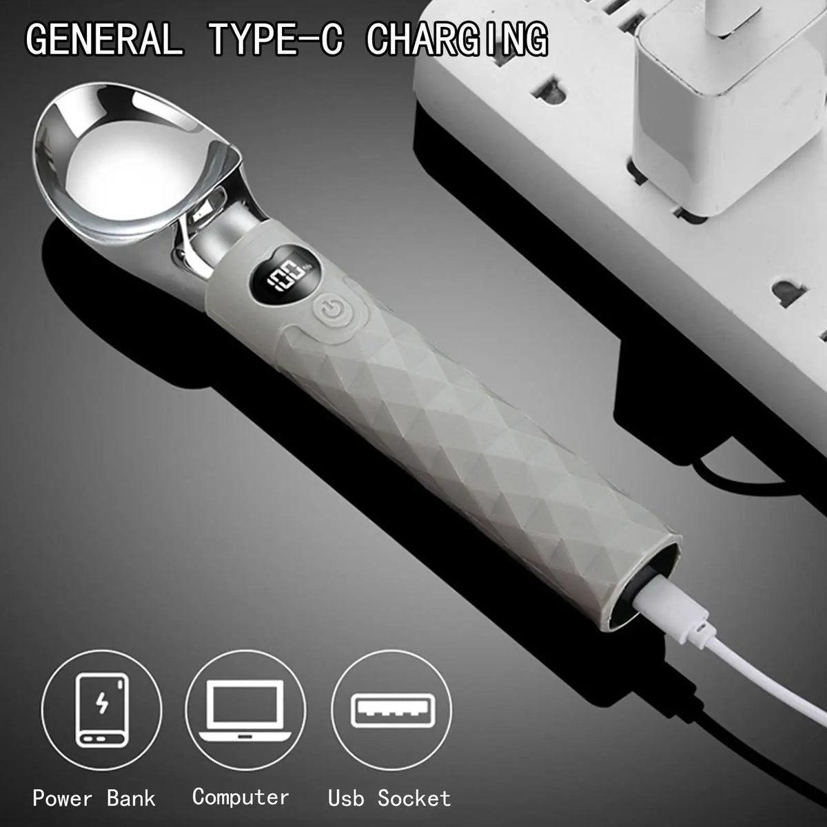 Heated Ice Cream Scoop, Rechargeable with LED Display