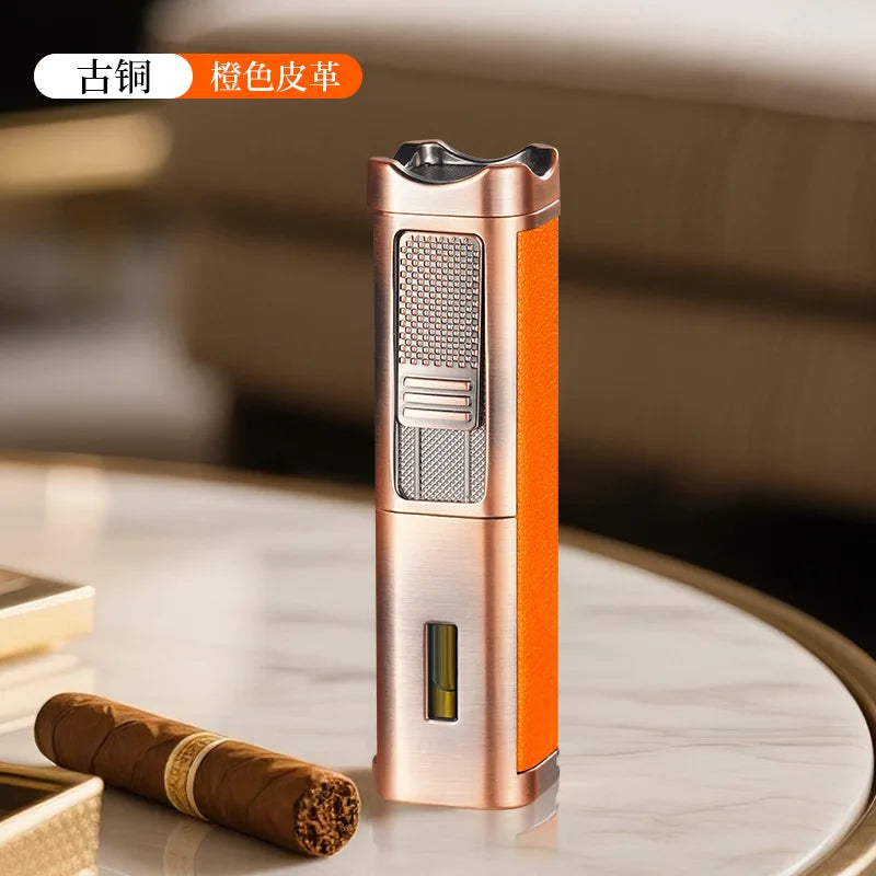 4-in-1 Triple Jet Cigar Lighter with Built-In Accessories