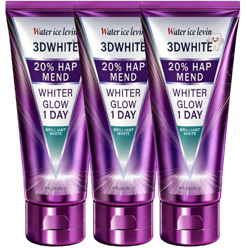 20% HAP 3D White Toothpaste - 1 Day Whiter Teeth, Deep Stain Remover, Cool Menthol for Fresh Breath & Strong Enamel