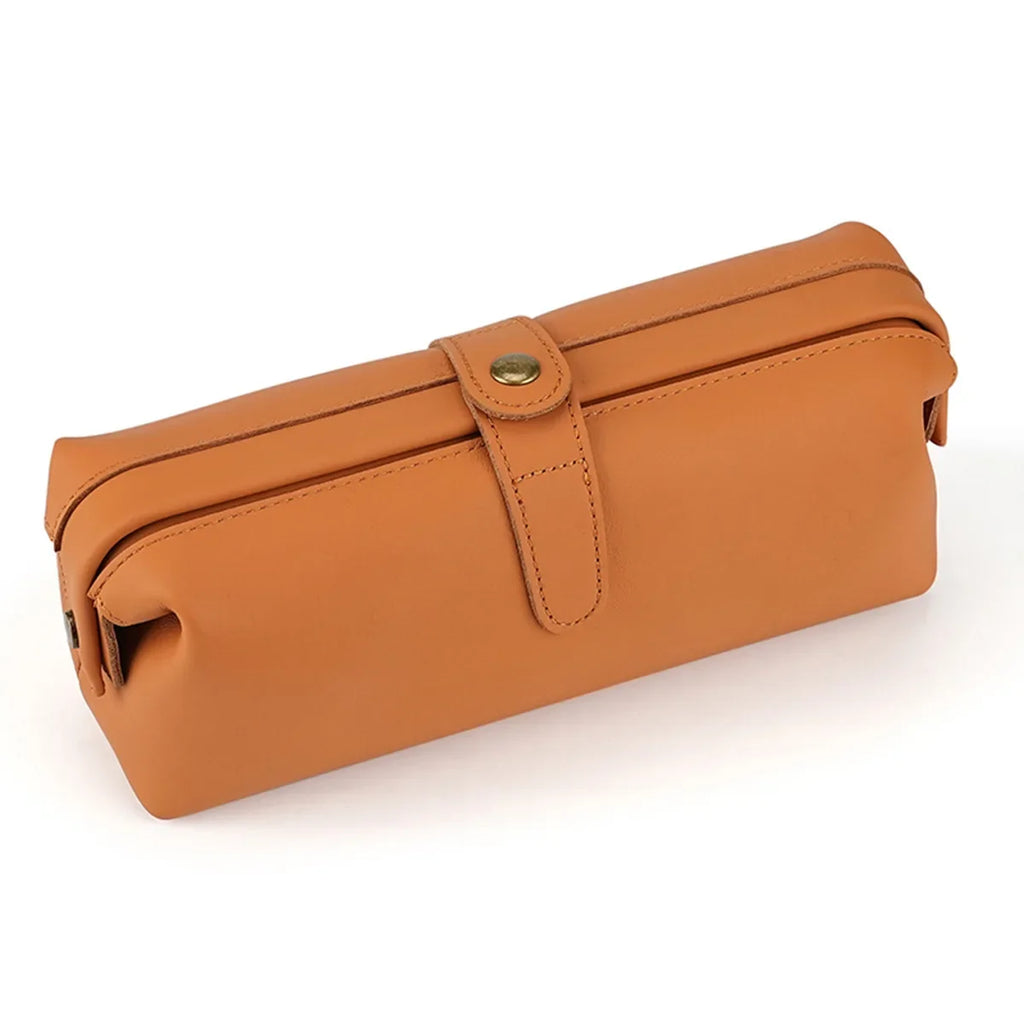 Genuine Leather Makeup Purse Organizer Bag for Perfumes and Cosmetic Outdoor Travel Large Capacity Cowhide Wash Bag Unisex